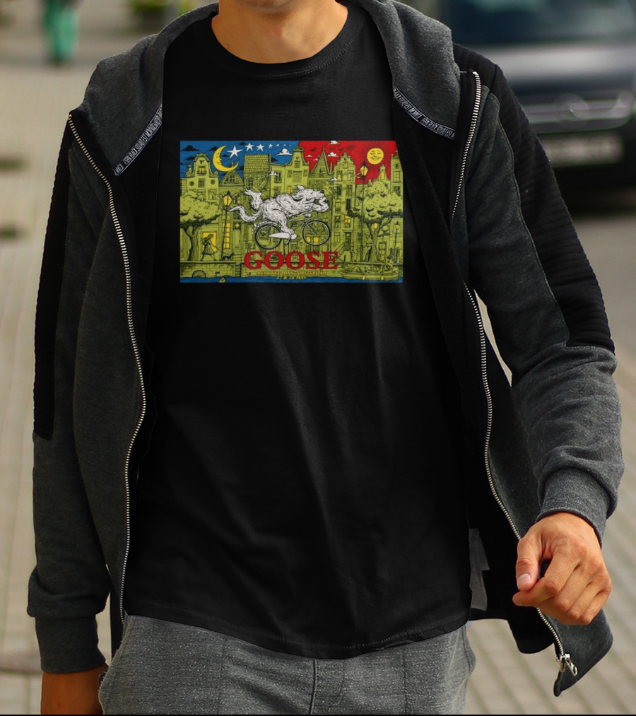 Goose Amsterdam Netherlands 5 27 2026 Midnight Sun Bicycle Art Cityscape T-Shirt