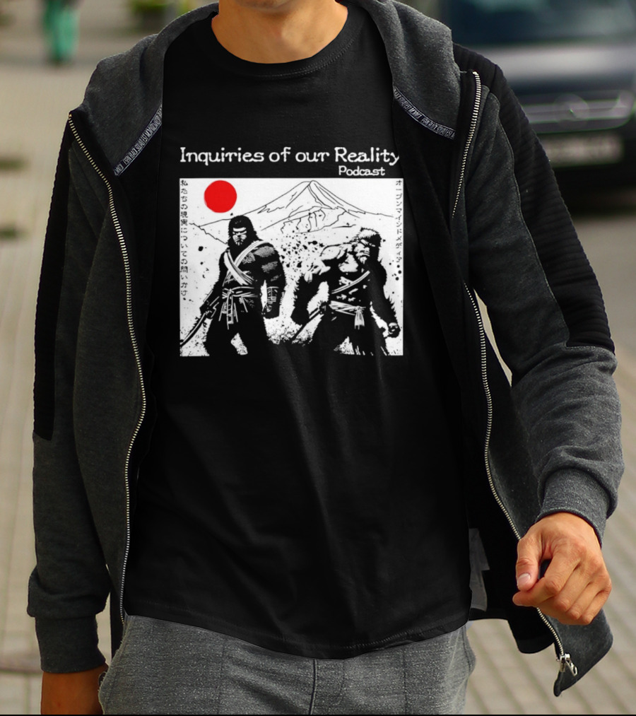 Inquiries Of Our Reality Podcast Samurai Scene With Red Sun T-Shirt
