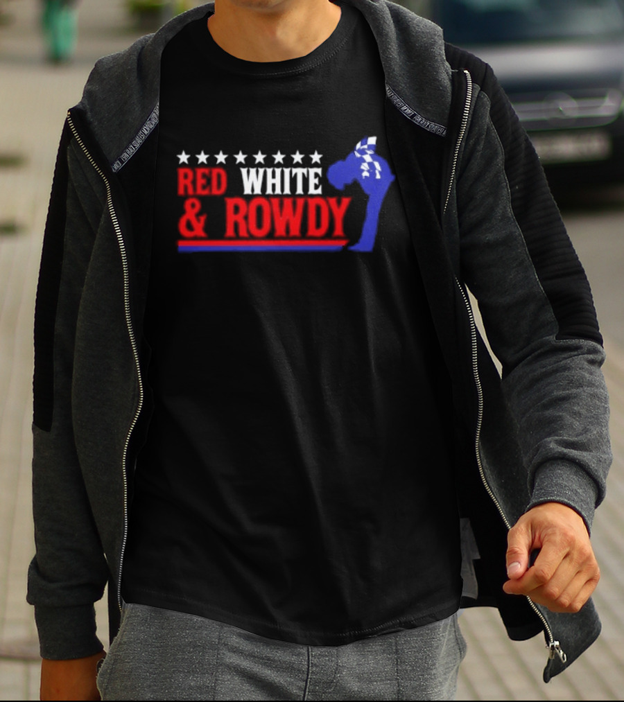 Red White & Rowdy Kyle Busch Racing Stars And Checkered Flag T-Shirt