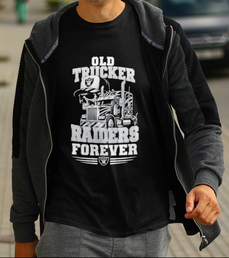 Old Trucker Raiders Forever Skull T-Shirt