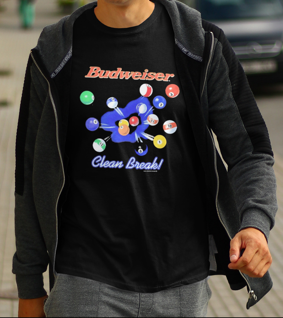 Budweiser Clean Break 90s Heavy Faded Black Pool Balls Splash T-Shirt