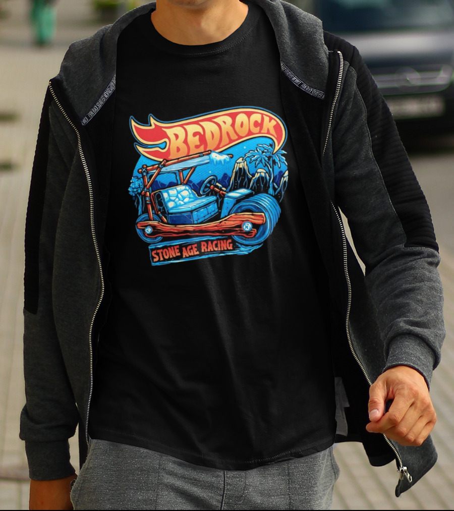 Bedrock Stone Age Racing Flintstones Vintage Car Adventure T-Shirt