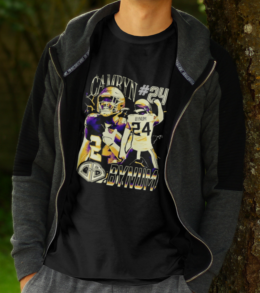 Camryn #24 Bynum Vikings Football Player Lightning T-Shirt