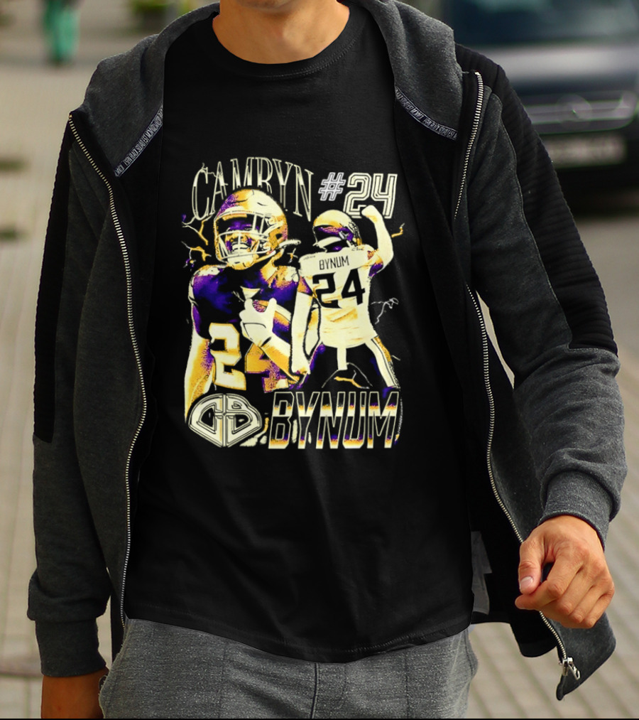 Camryn #24 Bynum Vikings Football Player Lightning T-Shirt