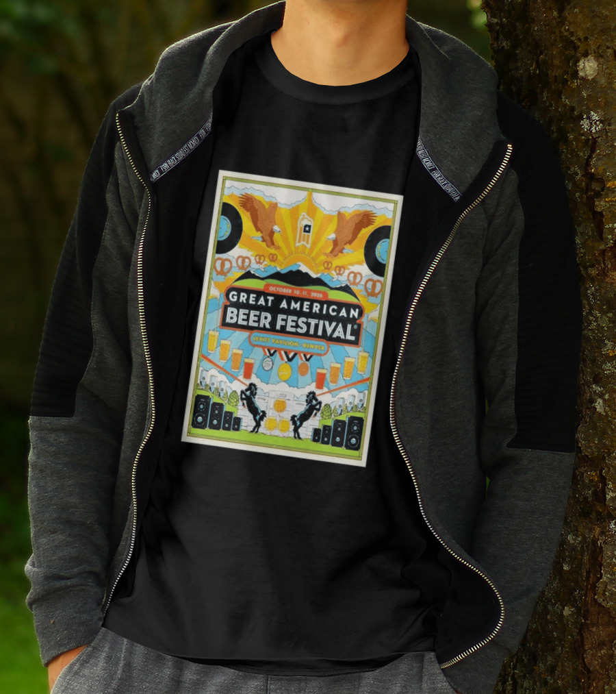 Great American Beer Festival October 10 11 2026 Levitt Pavilion Denver Eagles Pretzels Beer Music T-Shirt