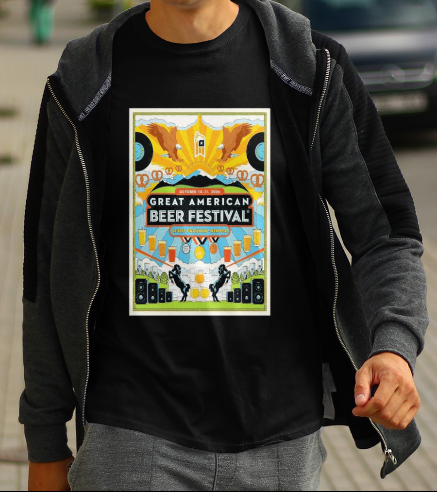 Great American Beer Festival October 10 11 2026 Levitt Pavilion Denver Eagles Pretzels Beer Music T-Shirt