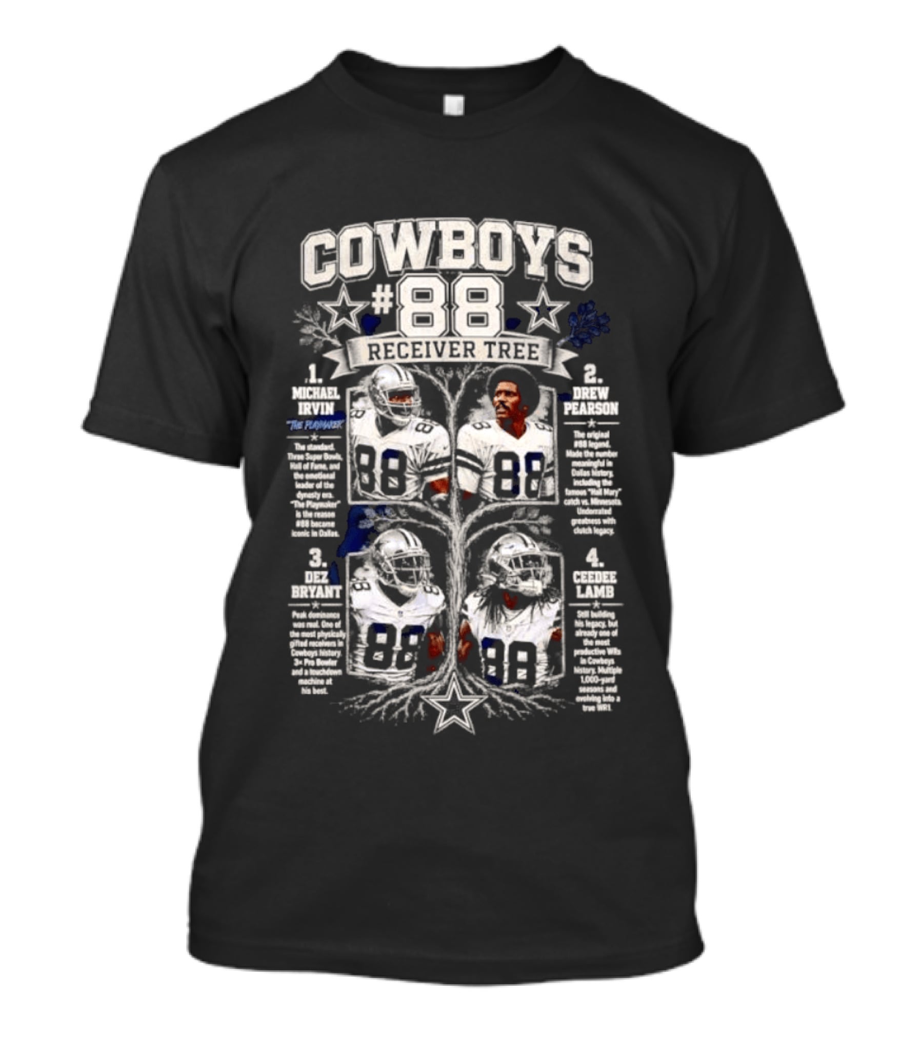 Dallas Cowboys 88 Receiver Tree Football Players With Iconic Legends And Achievements T-Shirt