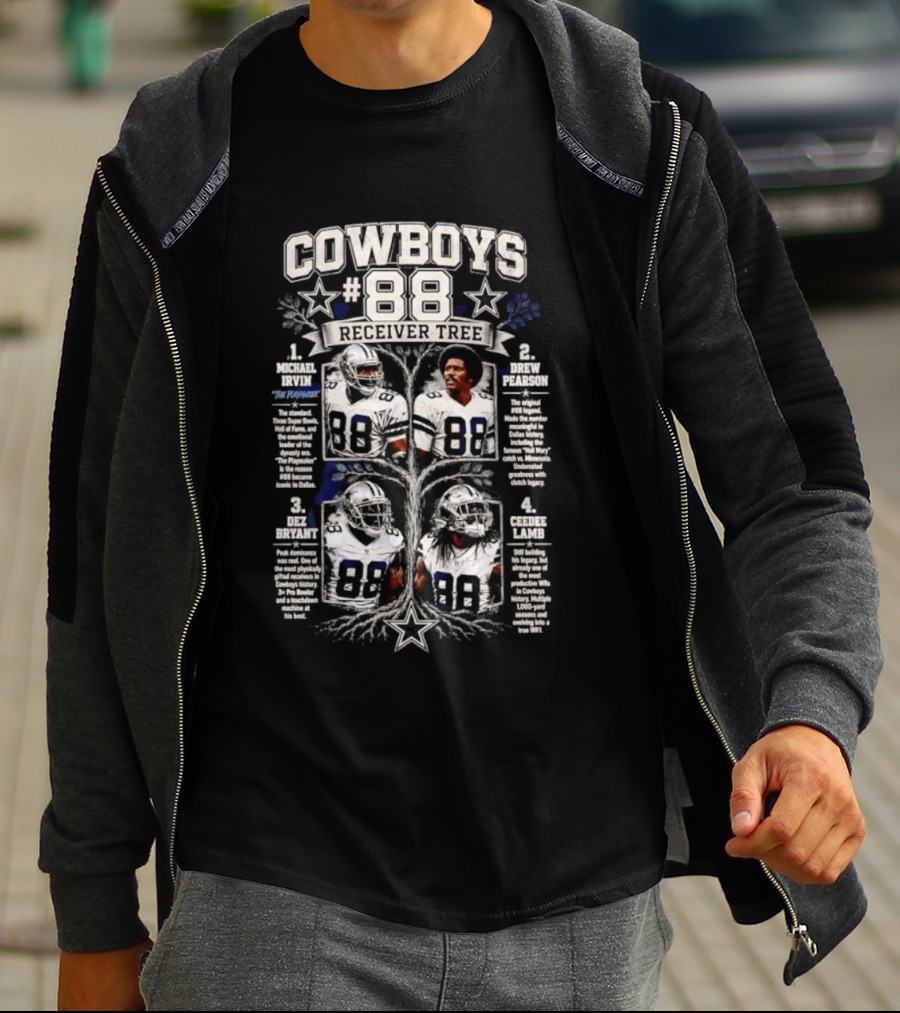 Dallas Cowboys 88 Receiver Tree Football Players With Iconic Legends And Achievements T-Shirt