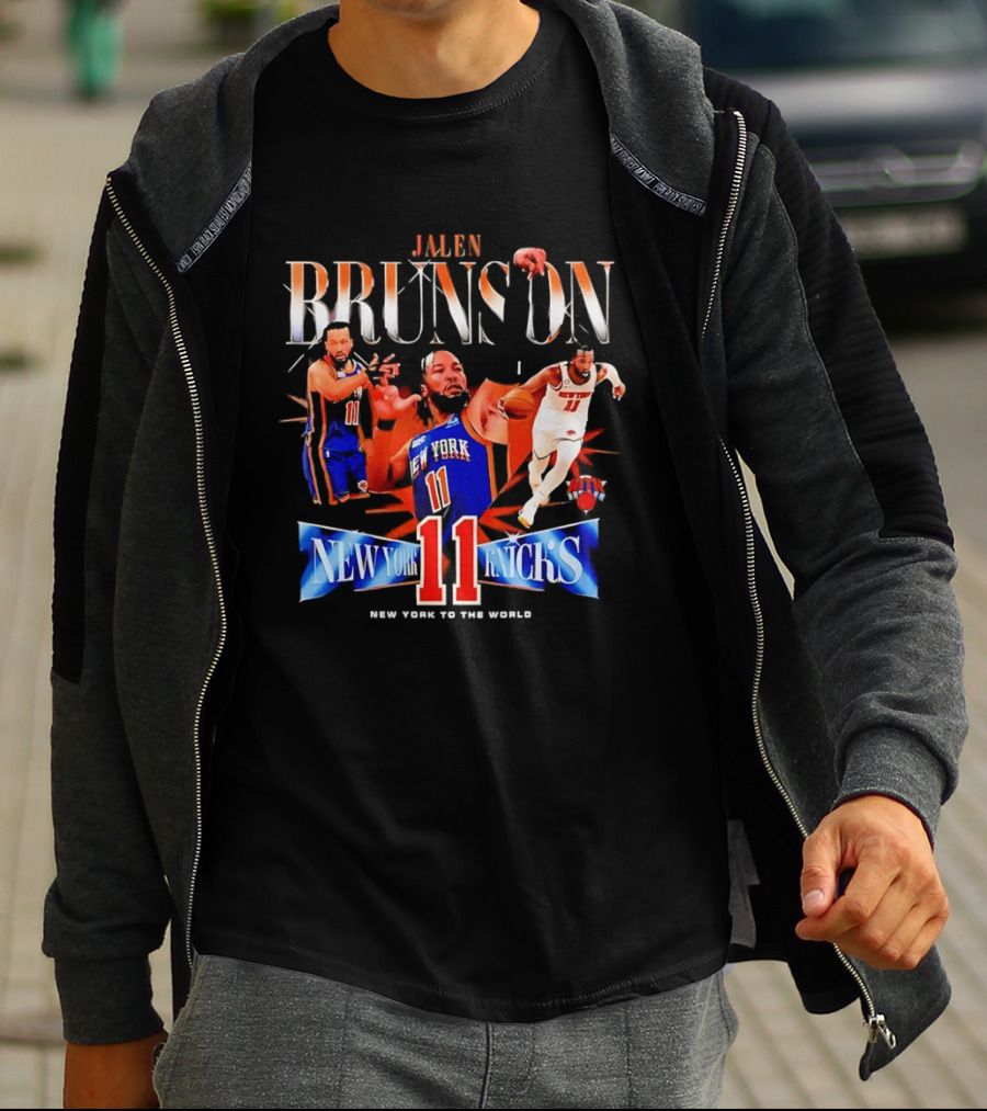 Jalen Brunson New York Knicks 11 New York To The World T-Shirt