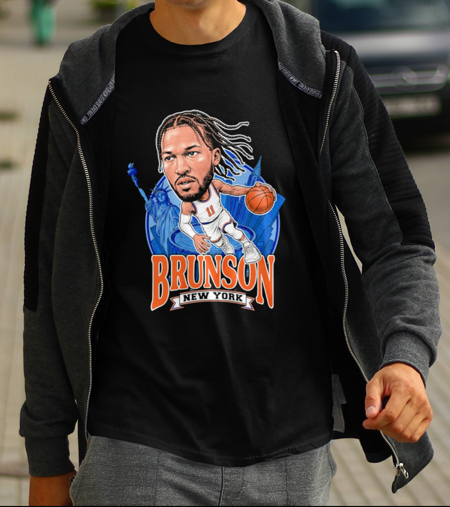 Jalen Brunson New York Knicks Caricature Basketball Limited Edition T-Shirt