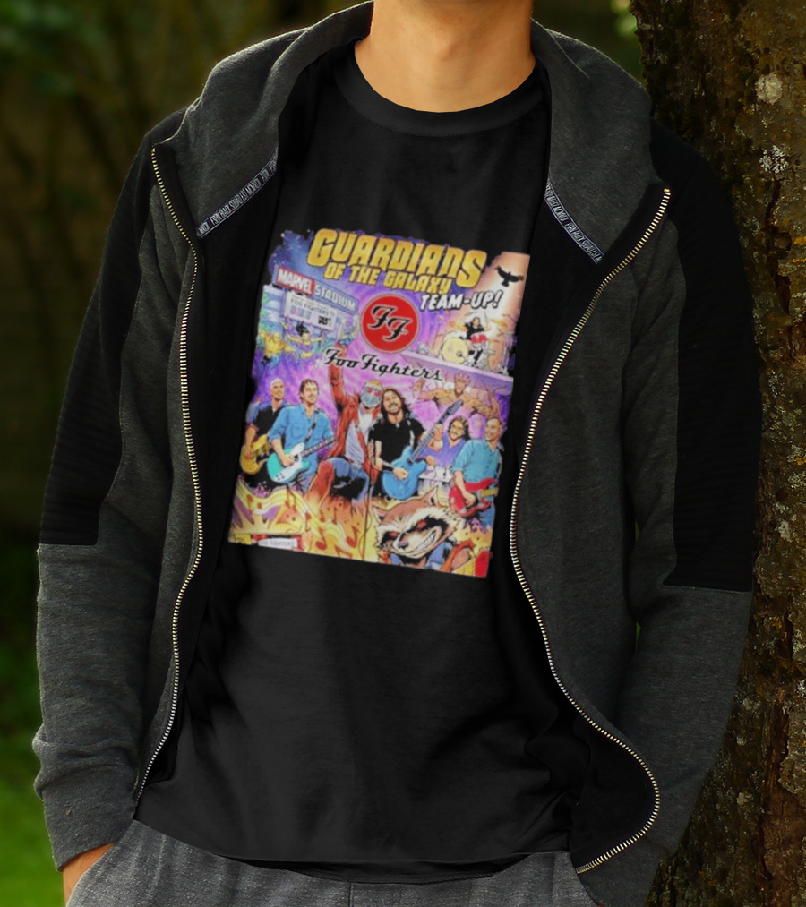 Guardians Of The Galaxy Team Up Foo Fighters Marvel Stadium Wayne Nichols T-Shirt
