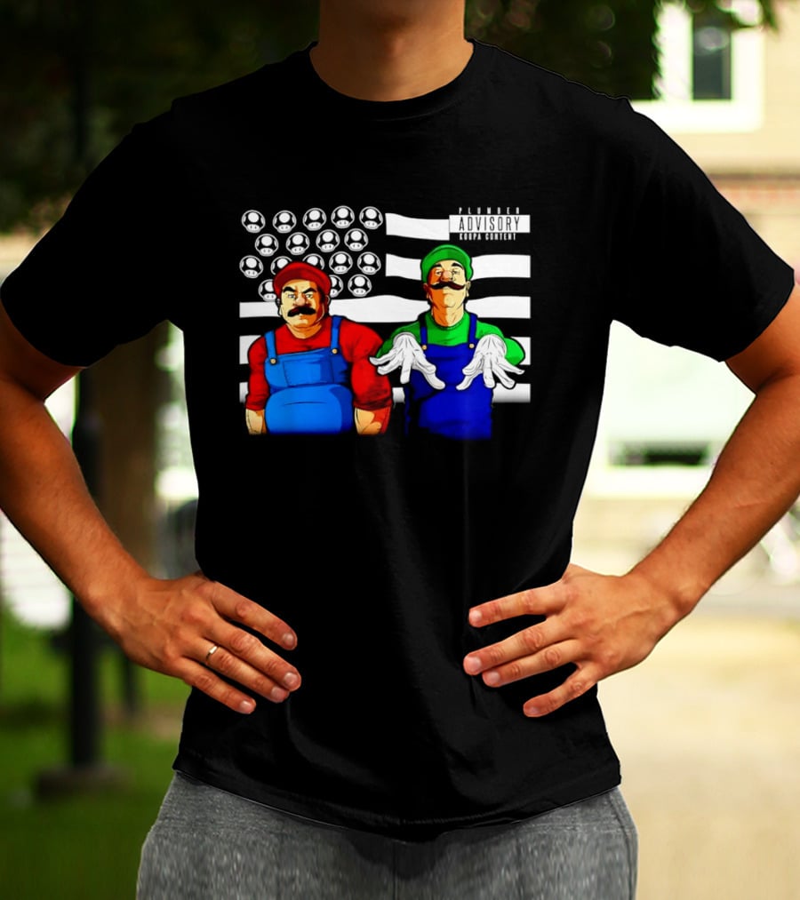 Mario Luigi Plumber Advisory Koopa Mushroom Flag T-Shirt