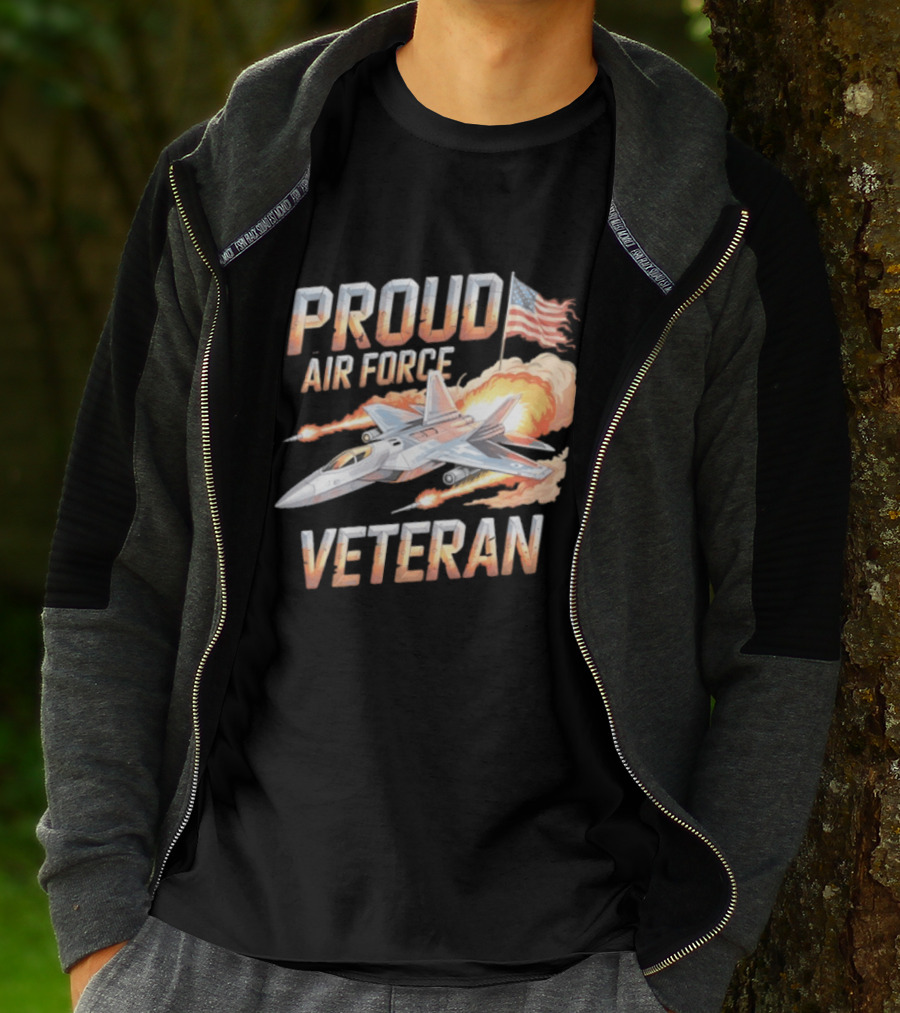 Proud Air Force Veteran F 22 Raptor America Flag T-Shirt