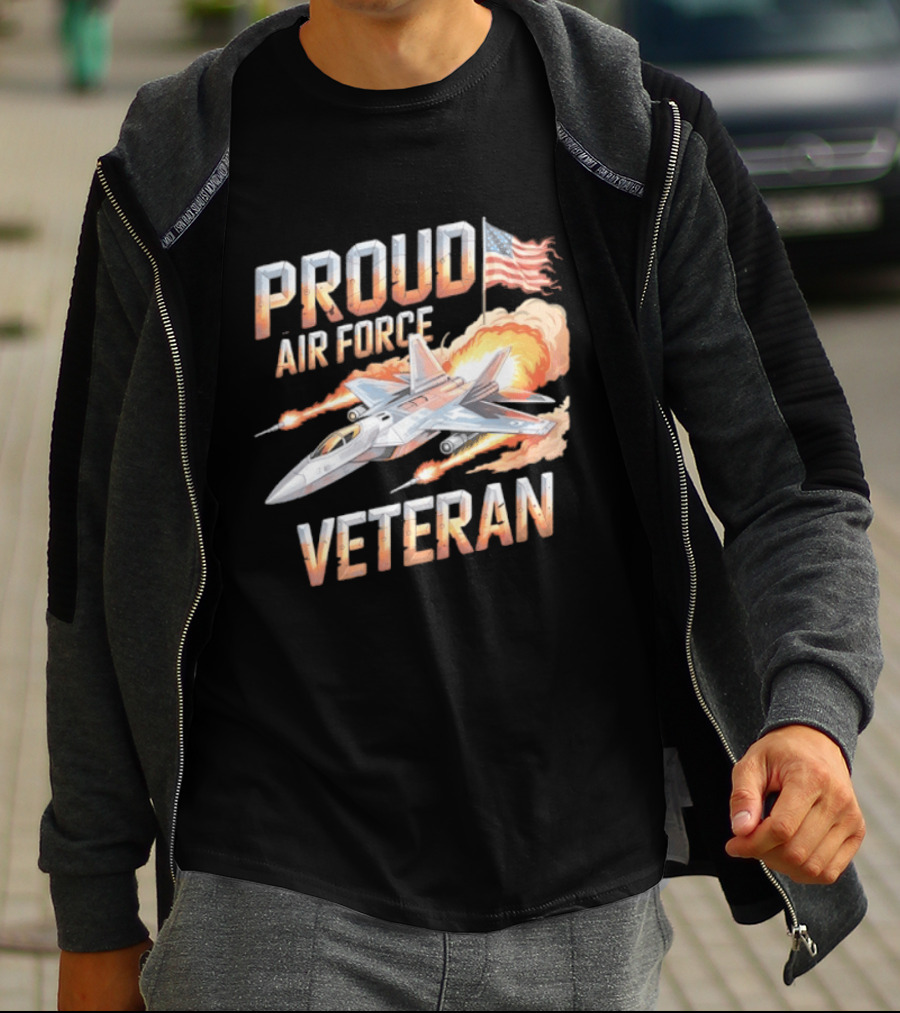 Proud Air Force Veteran F 22 Raptor America Flag T-Shirt