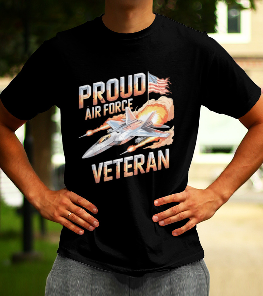 Proud Air Force Veteran F 22 Raptor America Flag T-Shirt
