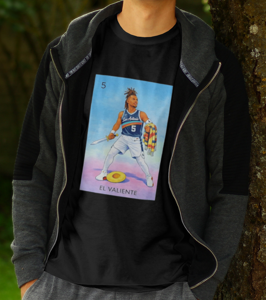 San Antonio Spurs El Valiente Stephon Castle Lotería Card T-Shirt