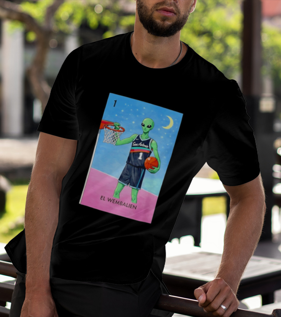 El Wembalien San Antonio Spurs Alien Basketball Number 1 Victor Wembanyama T-Shirt