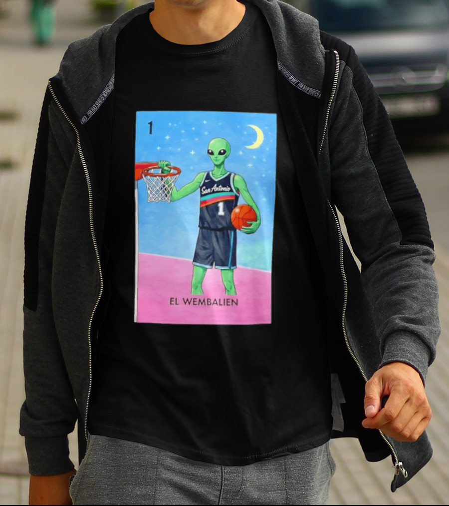 El Wembalien San Antonio Spurs Alien Basketball Number 1 Victor Wembanyama T-Shirt
