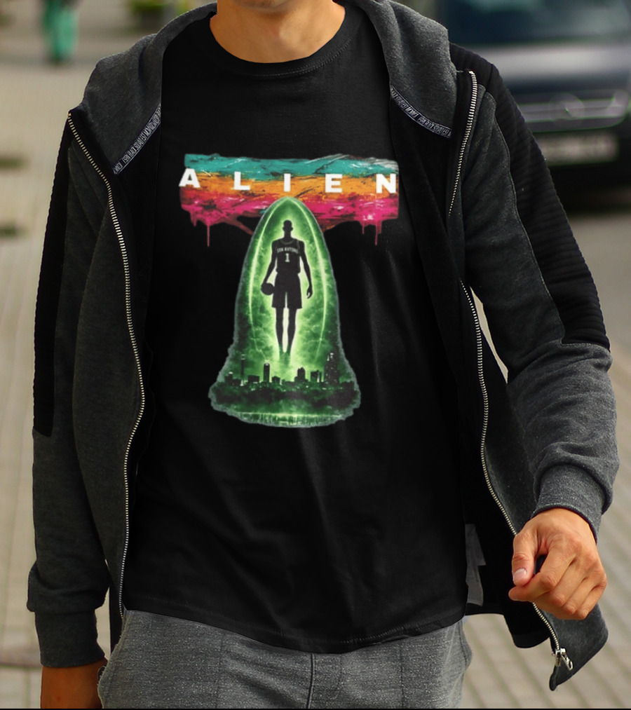 San Antonio Basketball Victor Wembanyama Alien Go Spurs Go Skyline T-Shirt