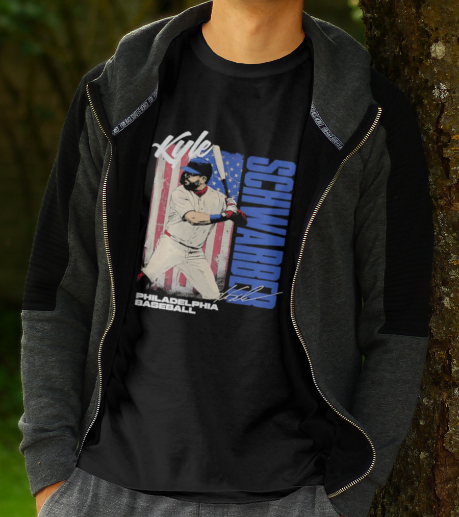 Kyle Schwarber American Flag Philadelphia Baseball T-Shirt