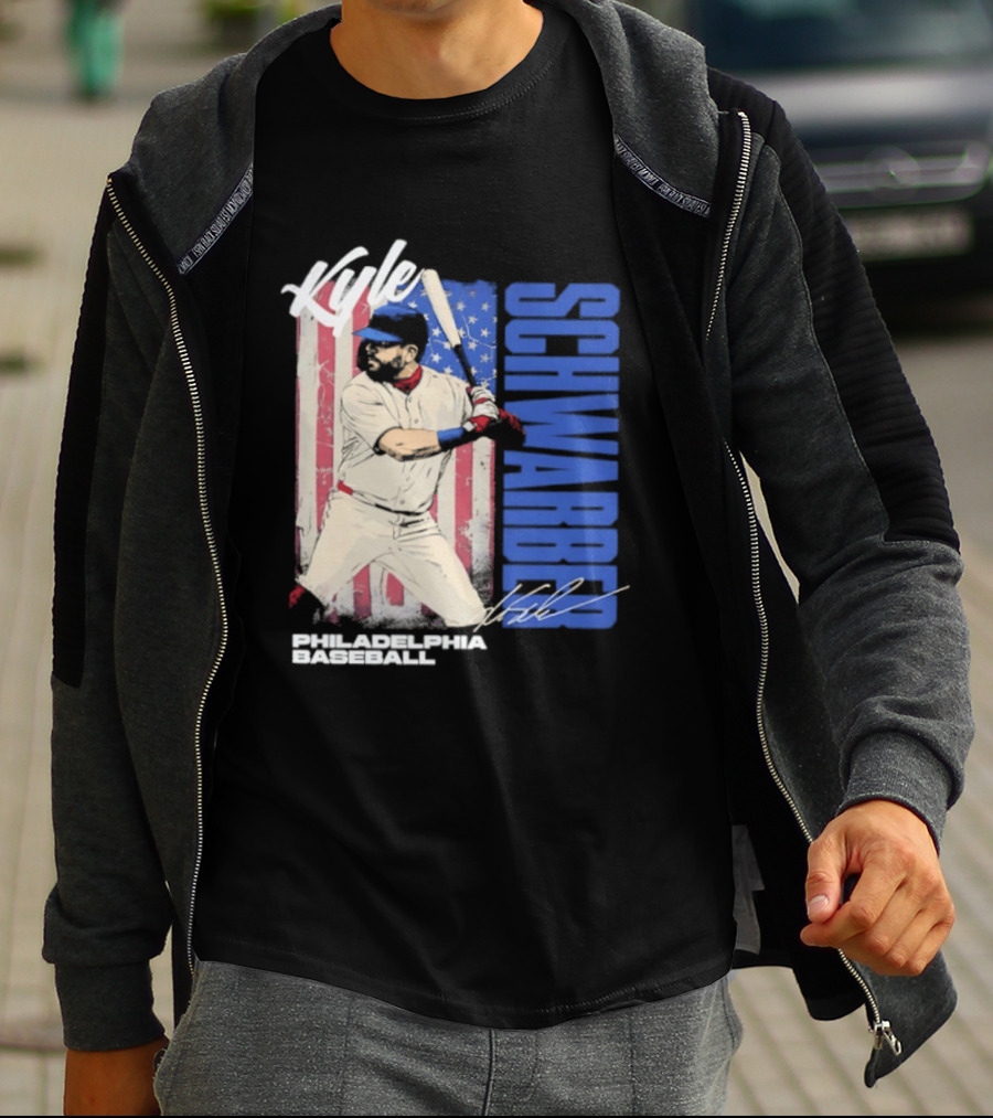 Kyle Schwarber American Flag Philadelphia Baseball T-Shirt