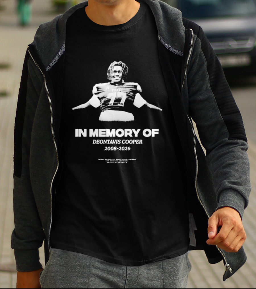 In Memory Of Deontavis Cooper 2008 2026 Tulane Football 77 T-Shirt