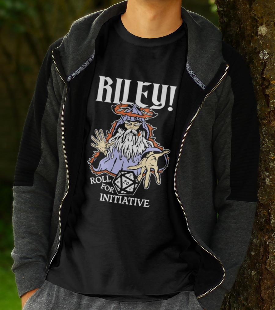 Riley Roll For Initiative Wizard Dice Game Magic T-Shirt
