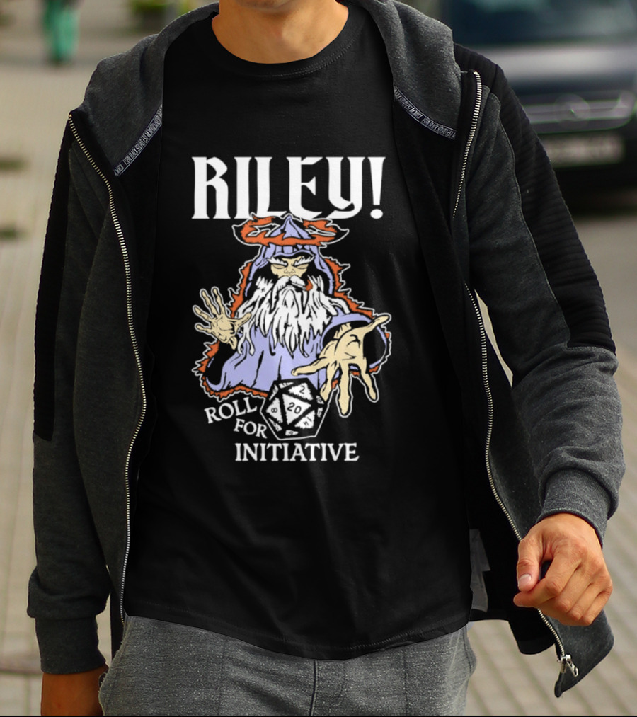 Riley Roll For Initiative Wizard Dice Game Magic T-Shirt
