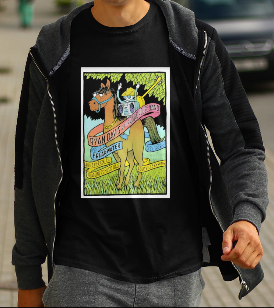 Ryan Davis And The Roadhouse Band Freakwater Opener June 18 2026 Headliners Music Hall Louisville KY Real Music All Ages T-Shirt
