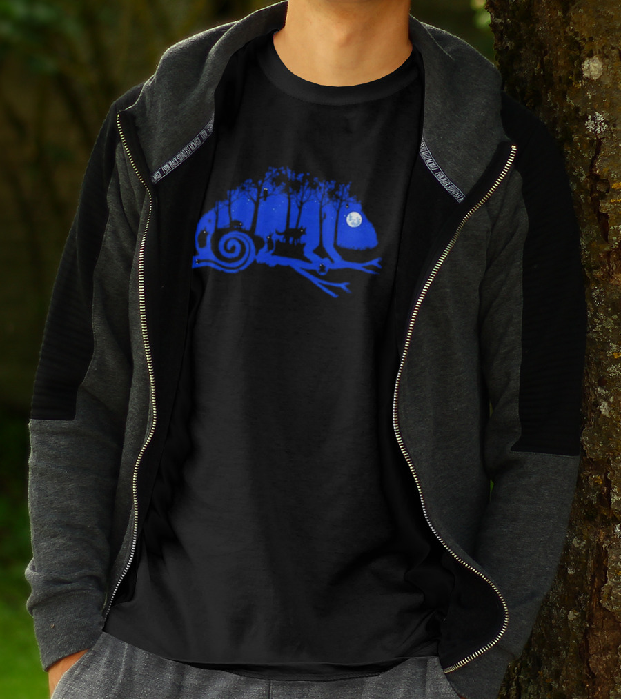 The Midnight Forest Chameleon Moonlit Night Sky T-Shirt