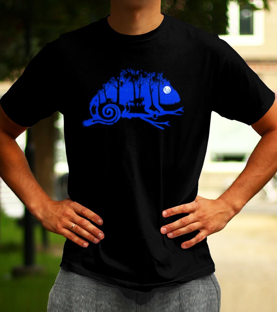 The Midnight Forest Chameleon Moonlit Night Sky T-Shirt