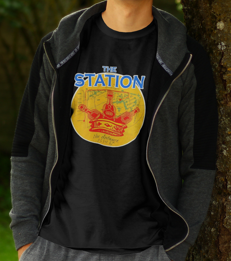 The Station The Distance 1559.37 Map And Bottles T-Shirt