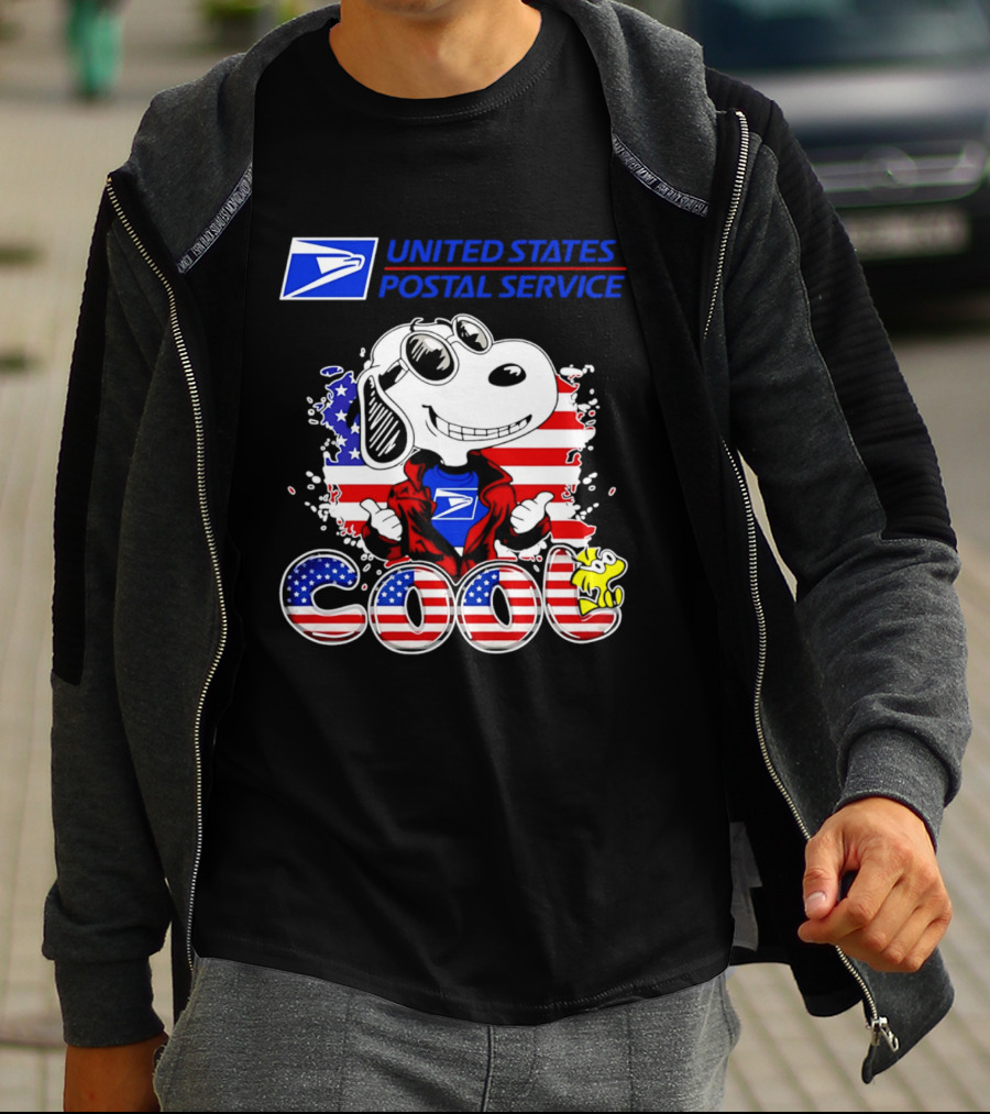 United States Postal Service Snoopy American Flag Cool 250th T-Shirt
