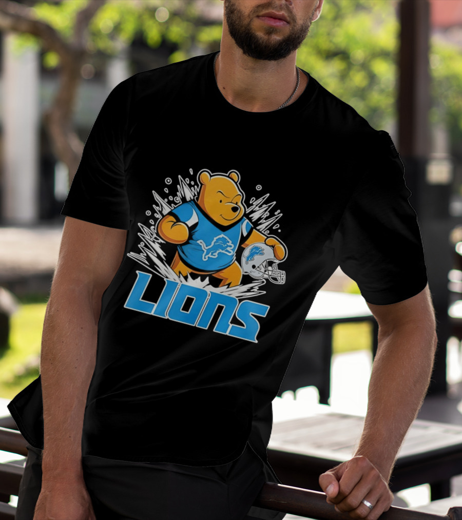 Winnie Pooh Detroit Lions 2024 Helmet Lions Football Team Fan Merchandise T-Shirt