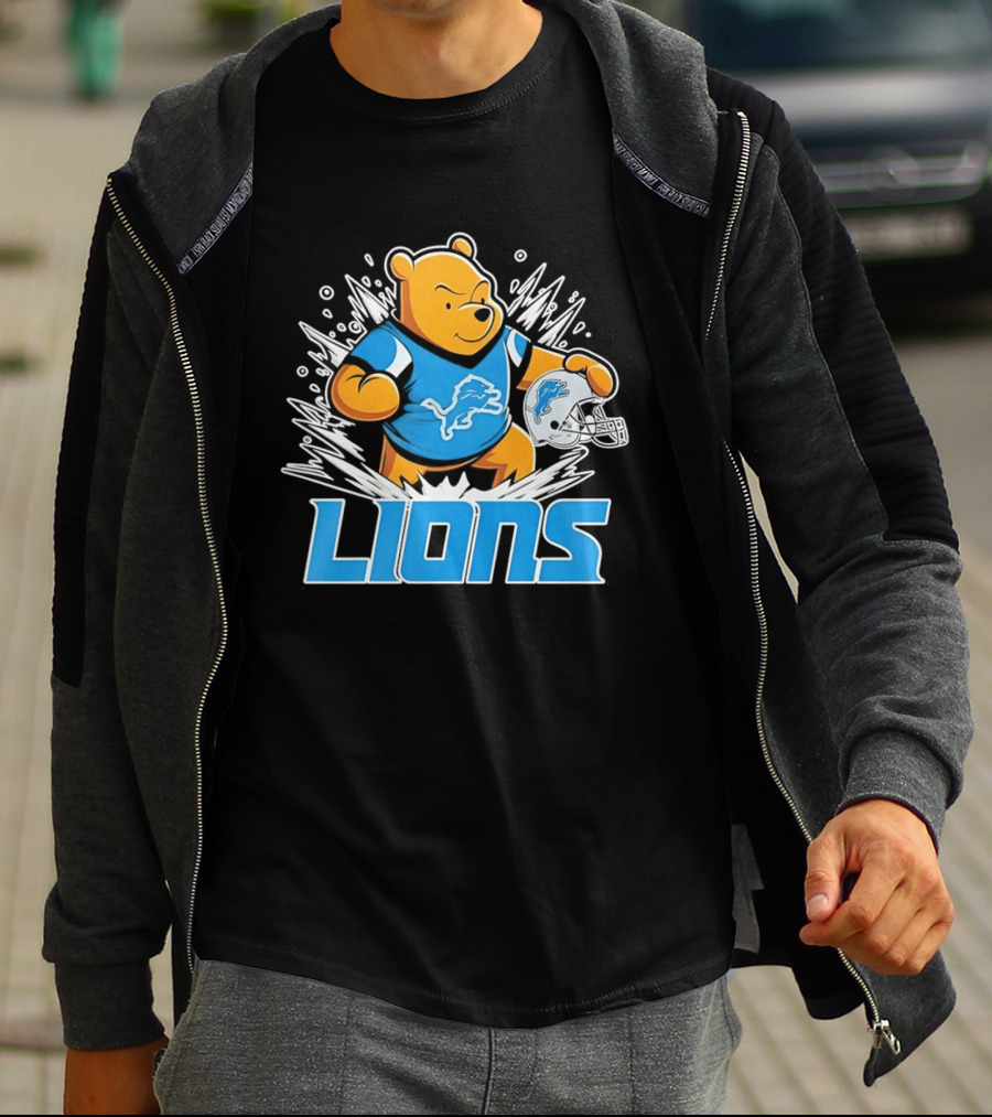 Winnie Pooh Detroit Lions 2024 Helmet Lions Football Team Fan Merchandise T-Shirt