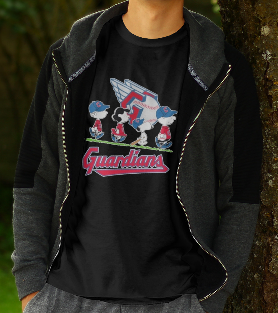 2026 Guardians Peanuts Characters Walking Abbey Road Baseball T-Shirt