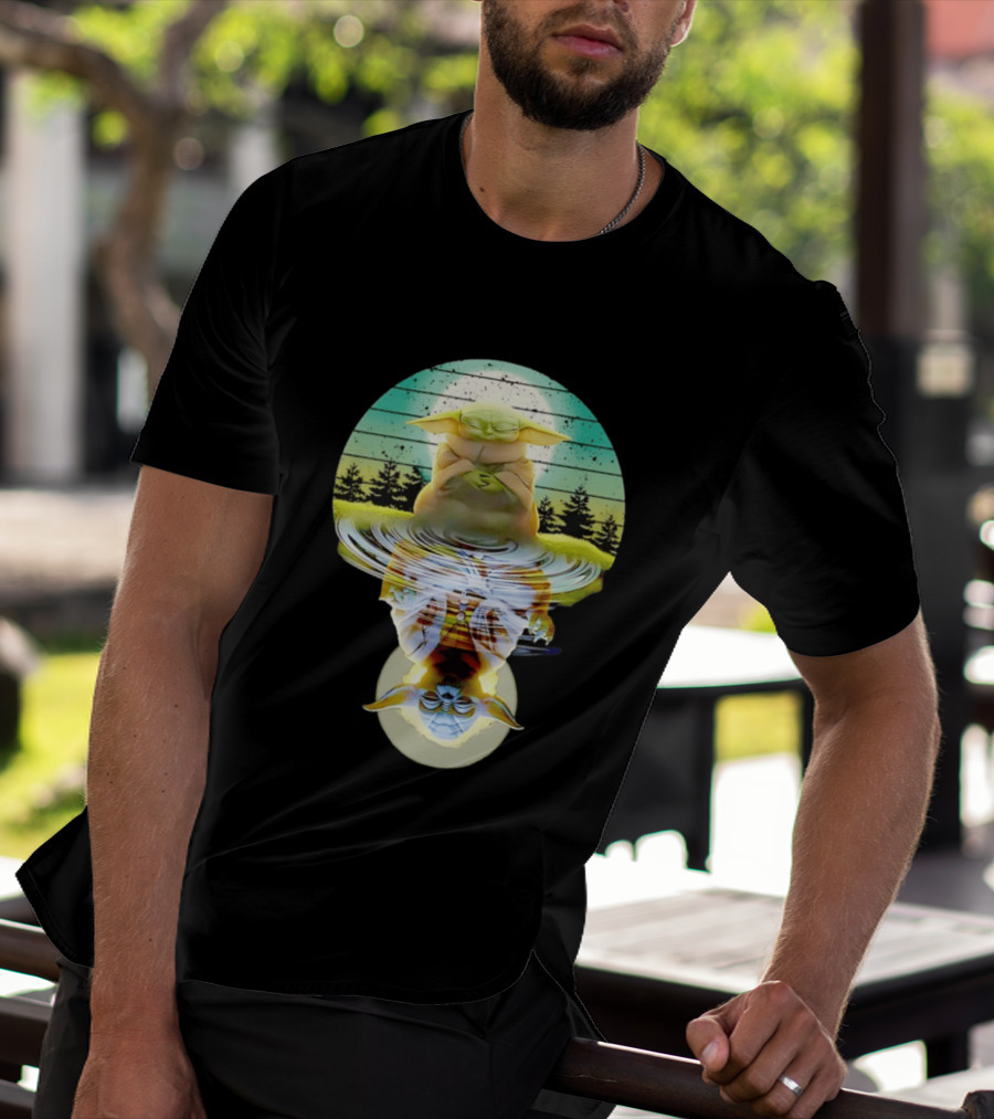 Baby Yoda Star Wars Meditation Forest Reflection Ripples T-Shirt