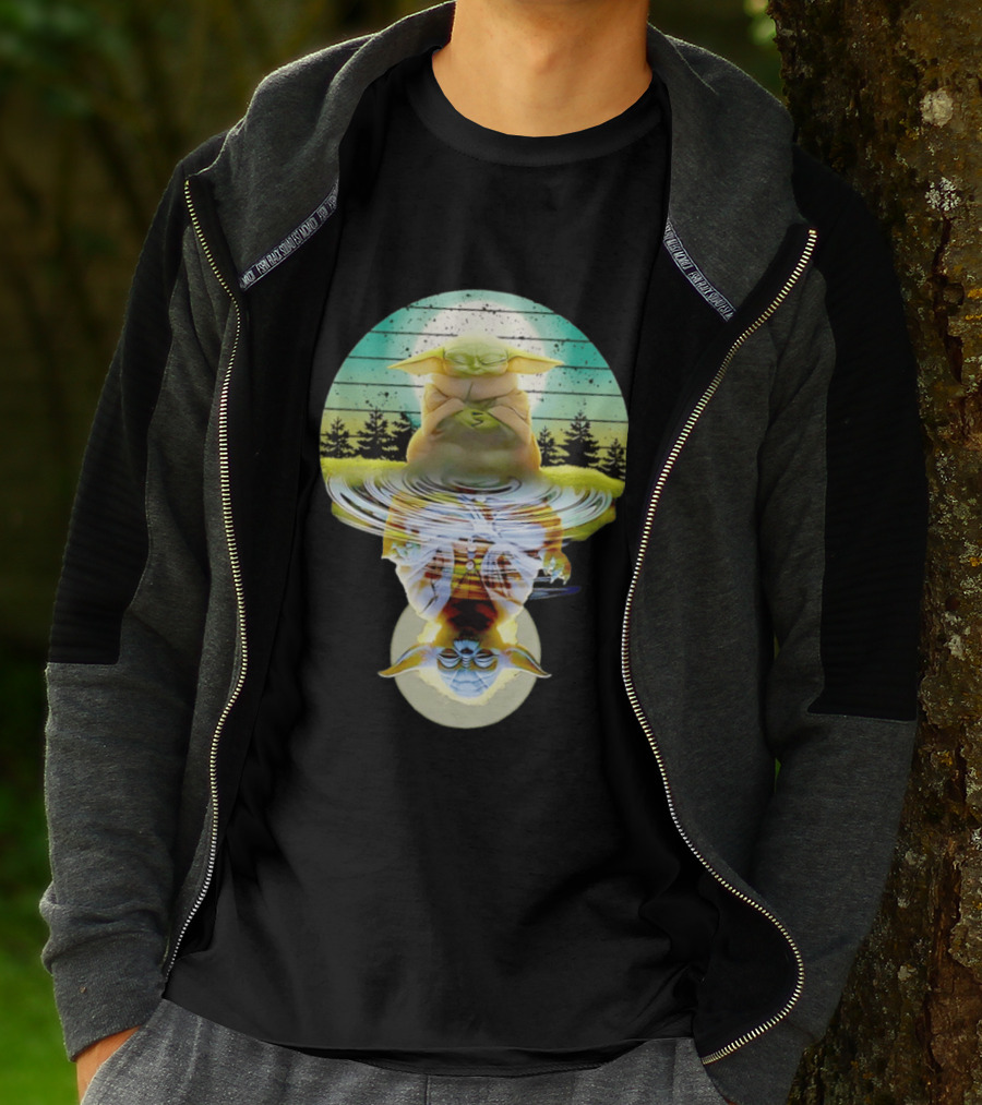 Baby Yoda Star Wars Meditation Forest Reflection Ripples T-Shirt