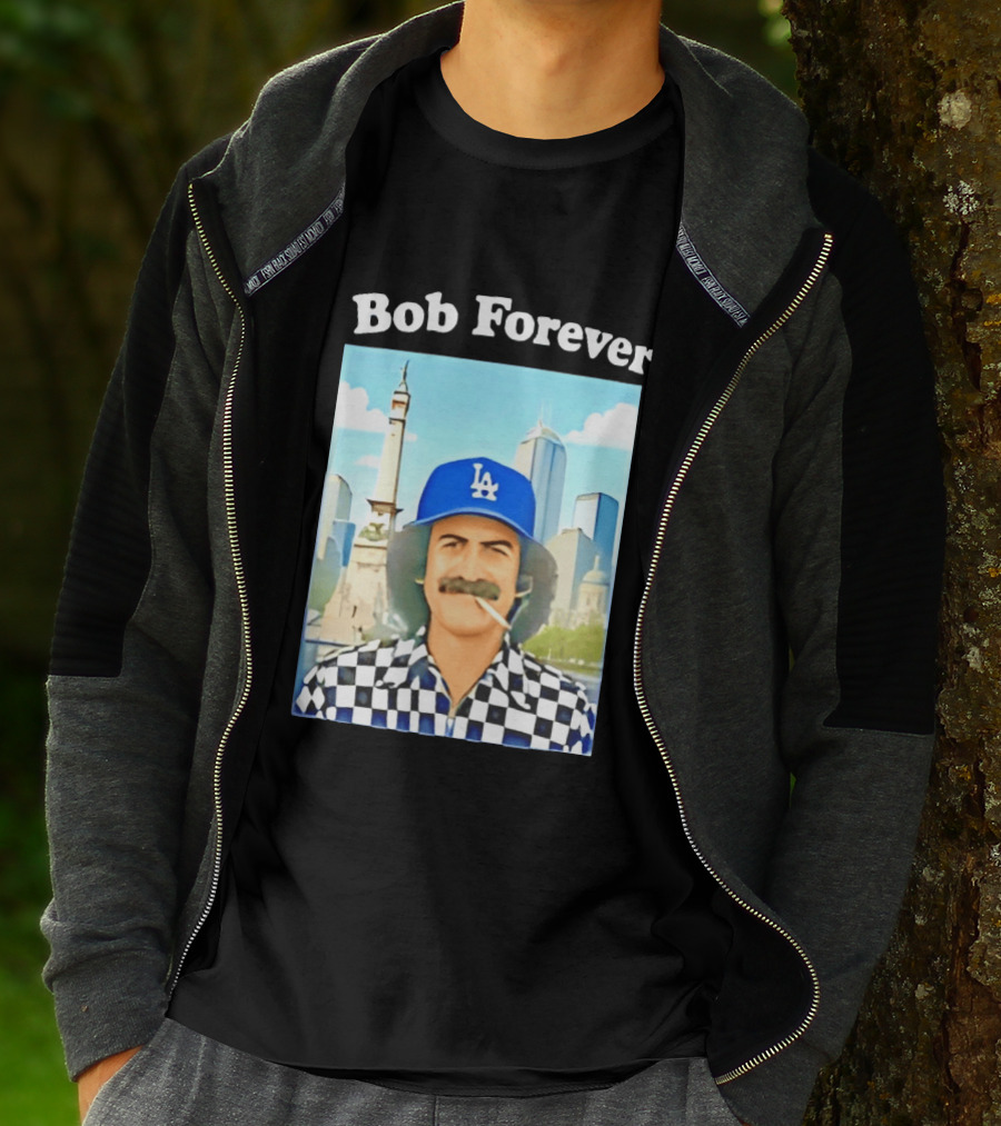 Bob Forever Los Angeles Dodgers Skyline Checkerboard Hat T-Shirt