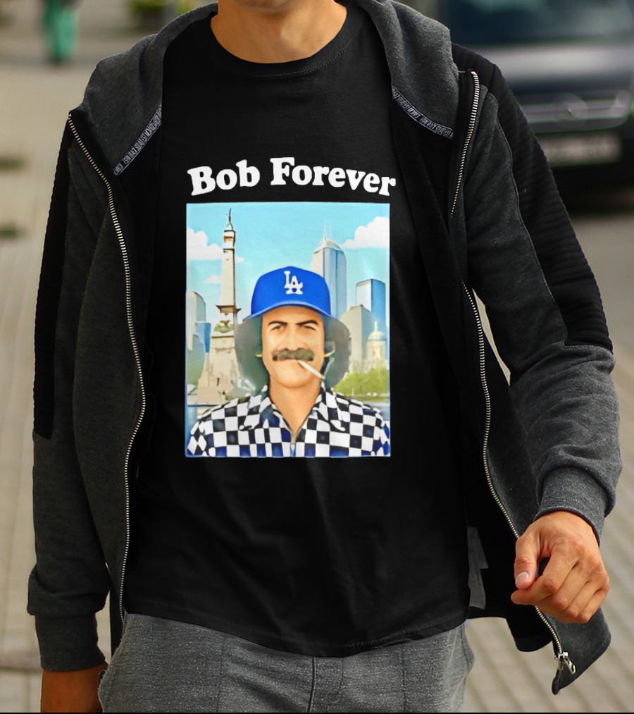 Bob Forever Los Angeles Dodgers Skyline Checkerboard Hat T-Shirt