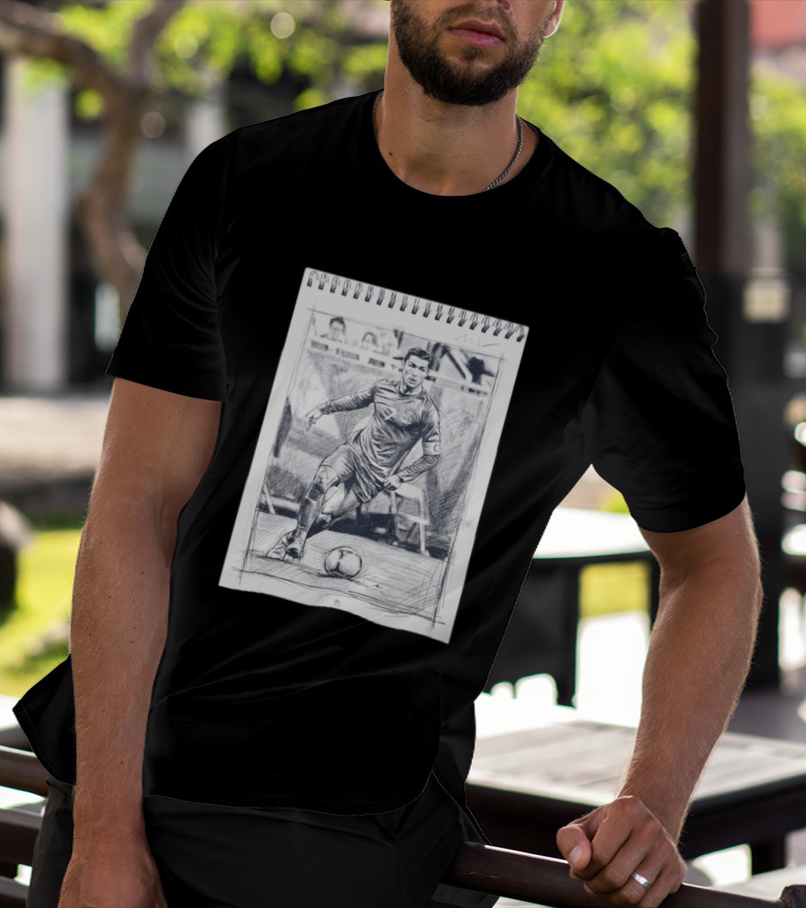 Cristiano Ronaldo CR7 Soccer Sketchbook Drawing T-Shirt