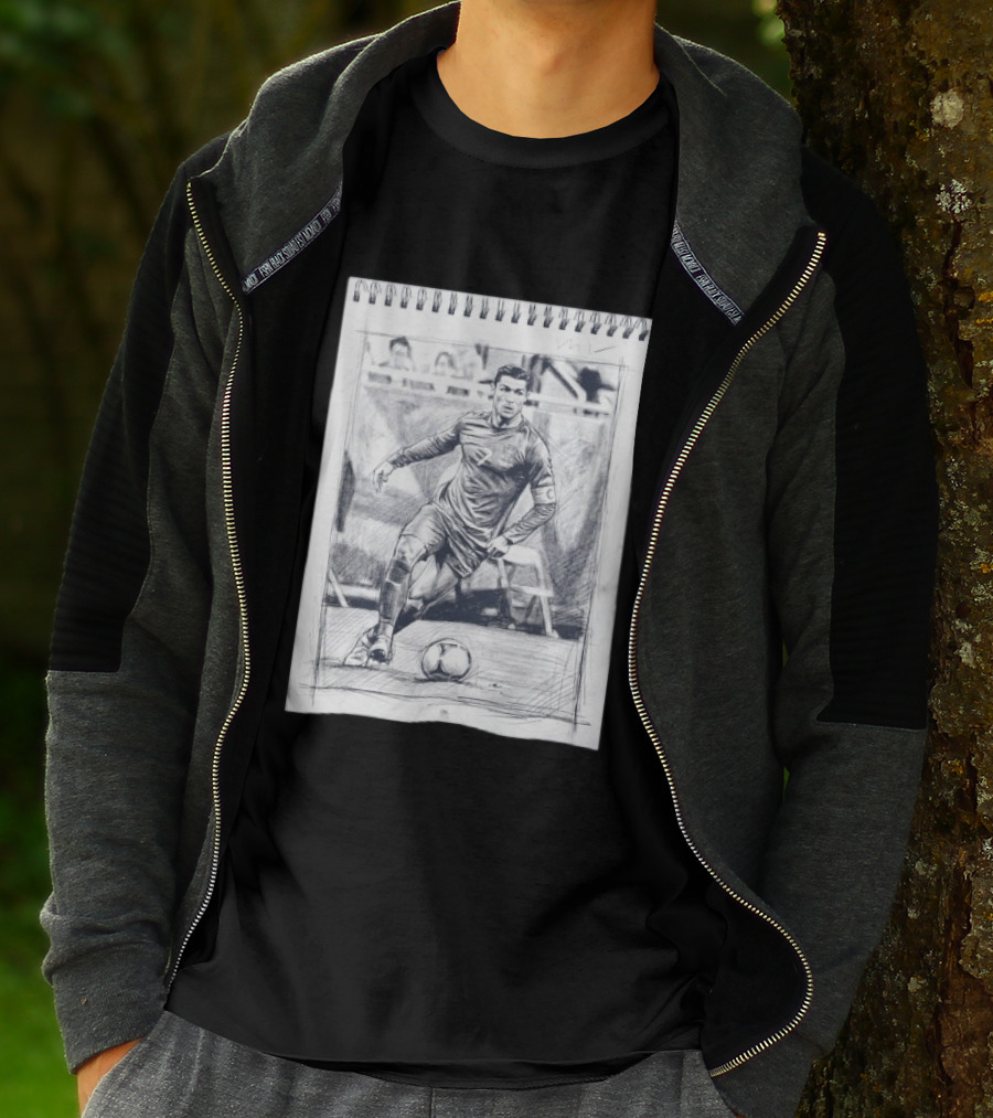 Cristiano Ronaldo CR7 Soccer Sketchbook Drawing T-Shirt