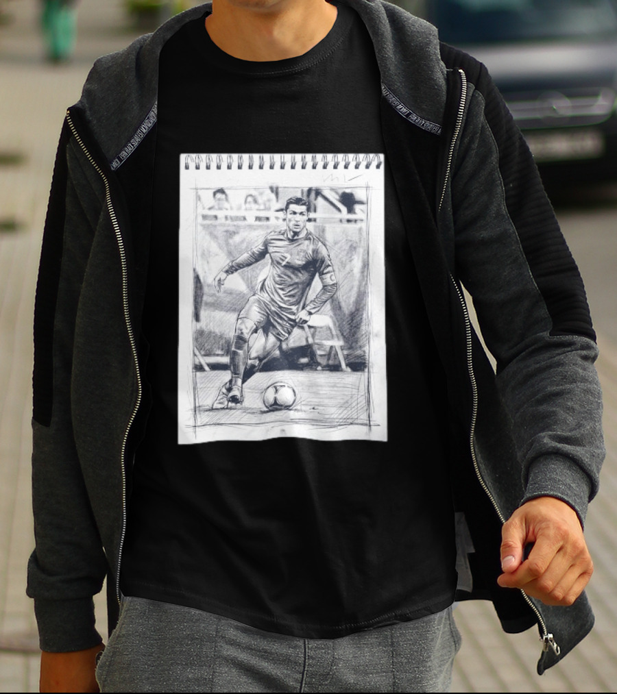 Cristiano Ronaldo CR7 Soccer Sketchbook Drawing T-Shirt
