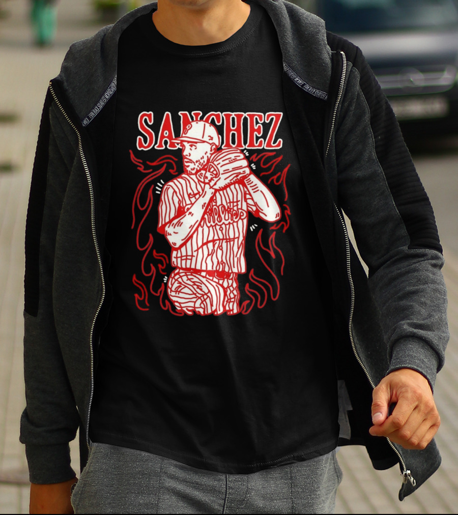 Cristopher Sanchez Philadelphia Phillies Flame Pitcher T-Shirt
