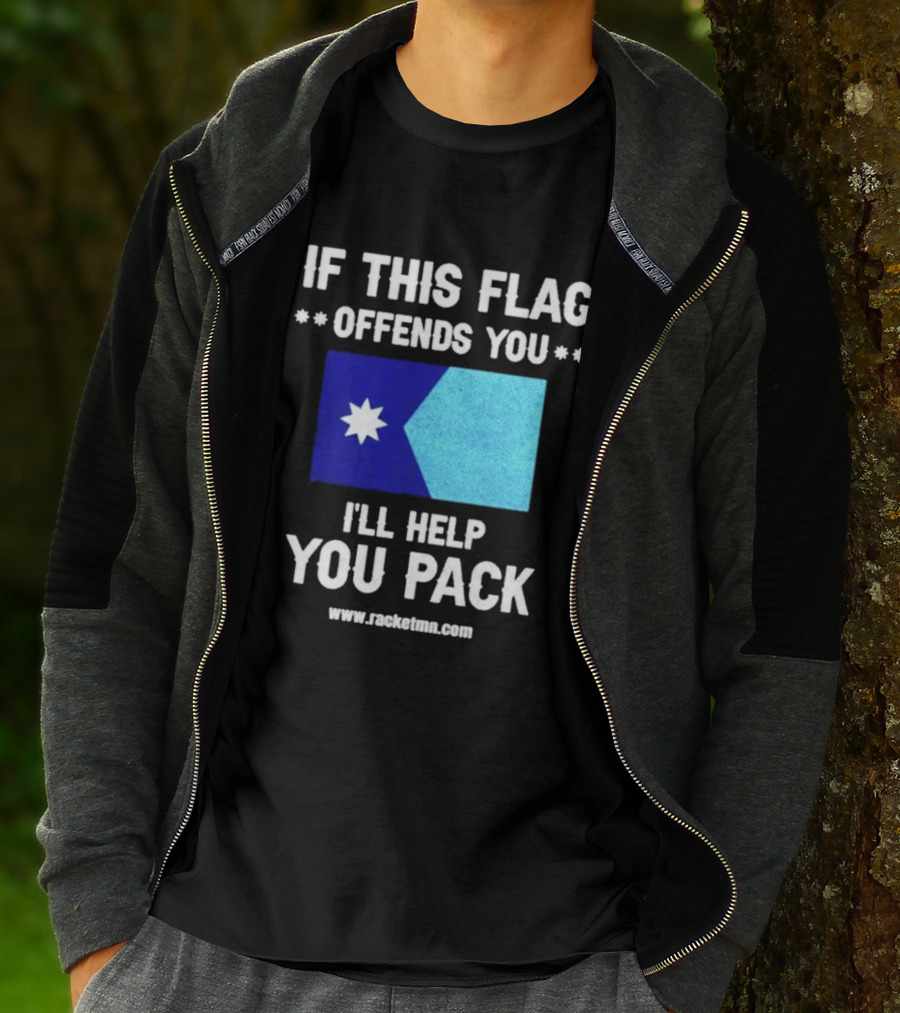 If This Flag Offends You I'll Help You Pack Seven Point Star Blue Flag T-Shirt