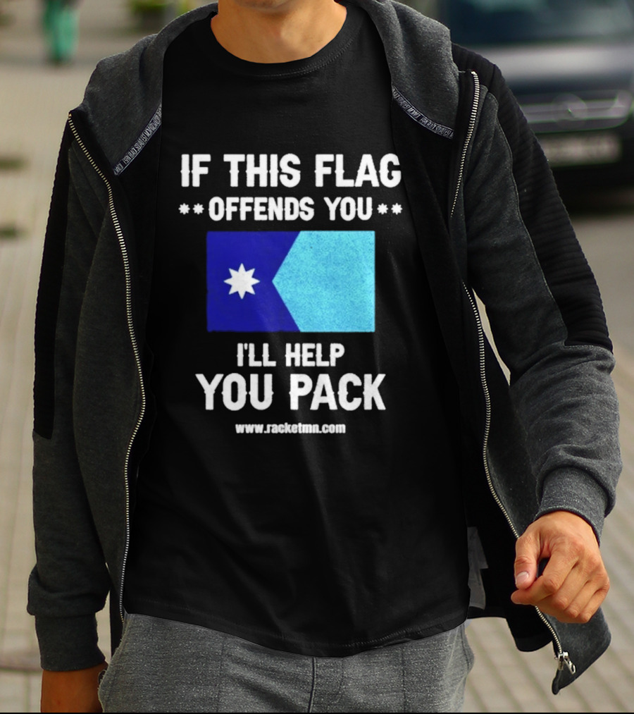 If This Flag Offends You I'll Help You Pack Seven Point Star Blue Flag T-Shirt