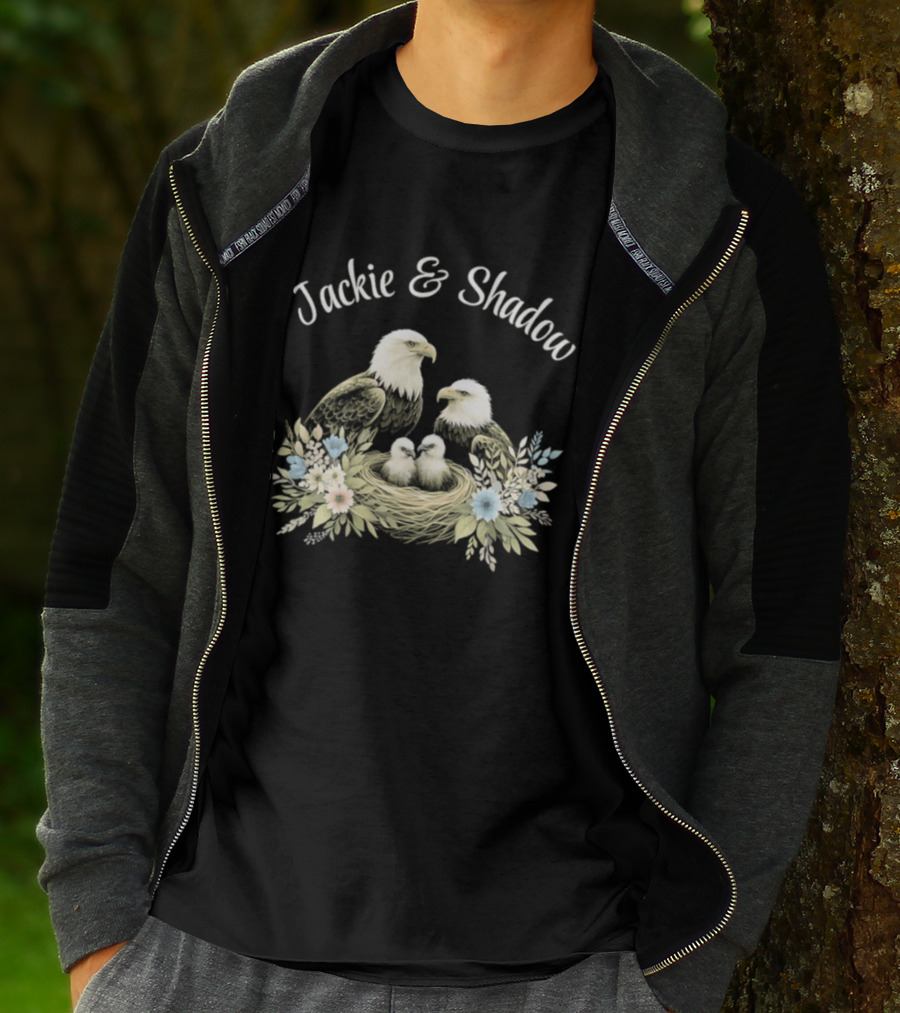 Jackie & Shadow Eagles With Nest And Flowers T-Shirt