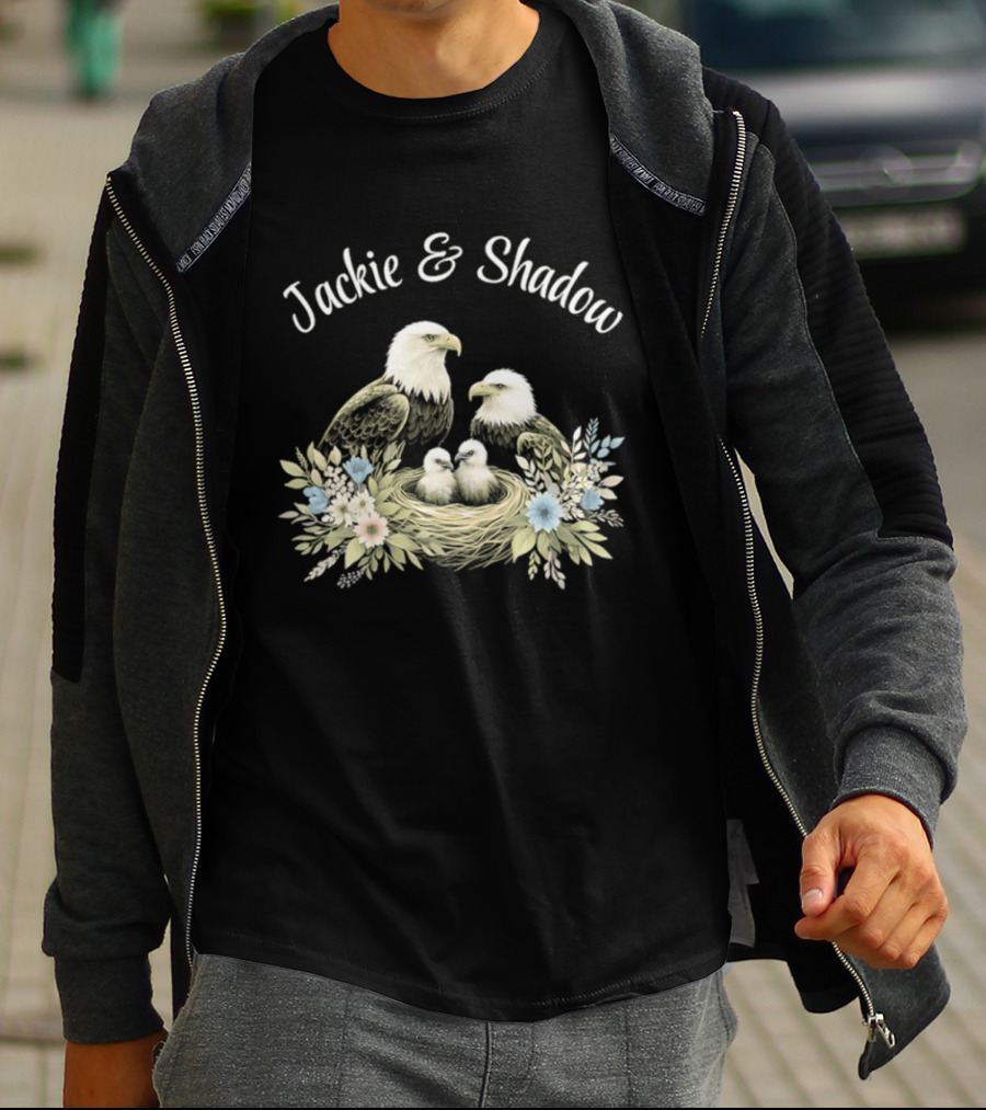 Jackie & Shadow Eagles With Nest And Flowers T-Shirt