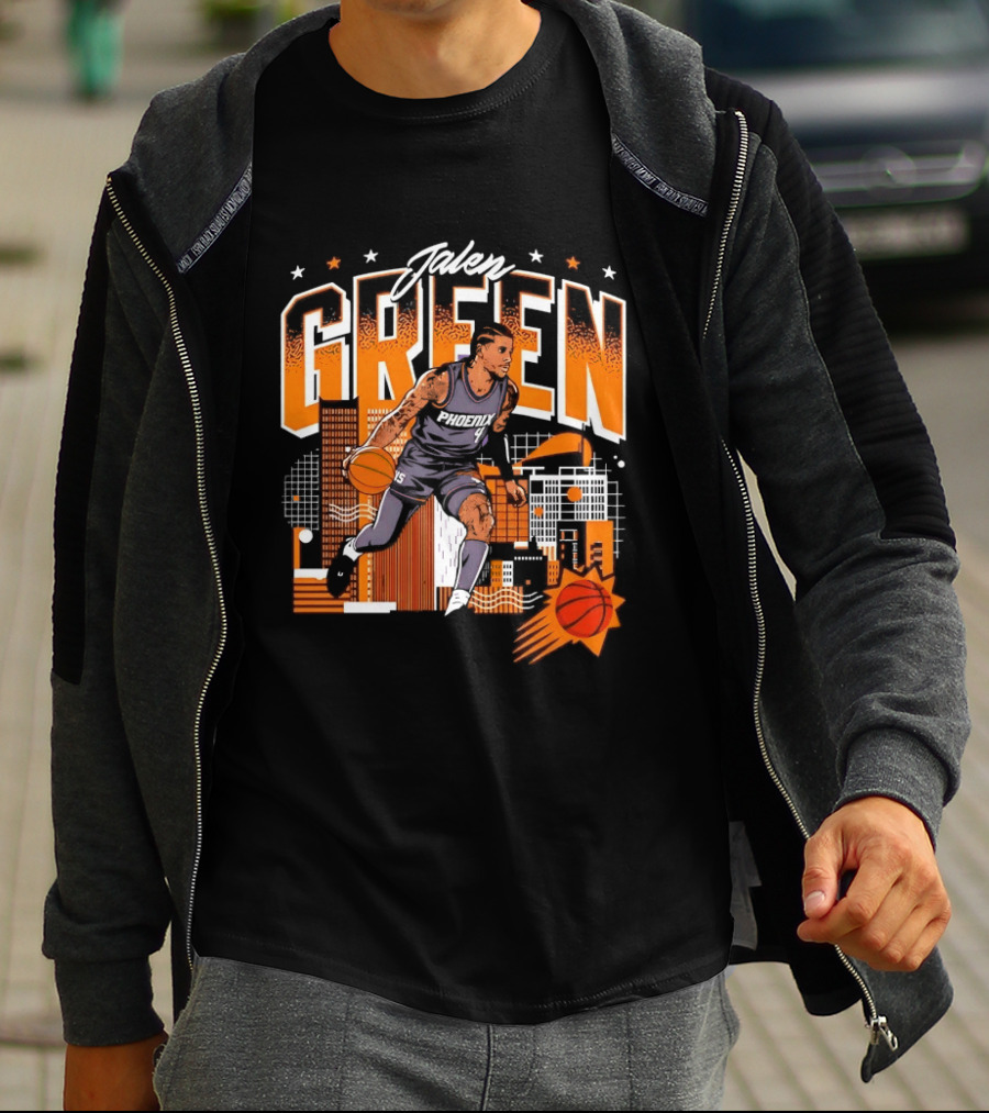 Jalen Green Phoenix Suns NBA Basketball Urban Skyline Art 4 15 NBPA T-Shirt