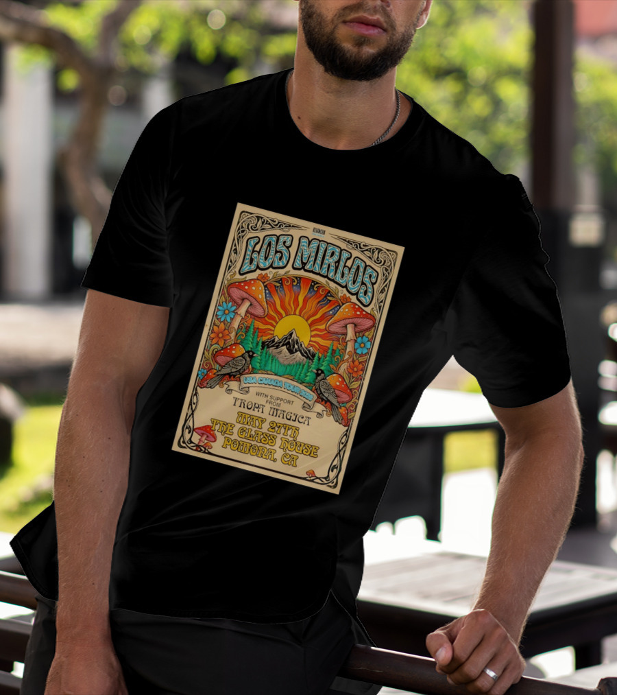 Los Mirlos USA Canada Tour 2026 May 27th The Glass House Pomona CA Tropa Magica T-Shirt